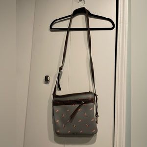 Fossil bird pattern cross body purse
